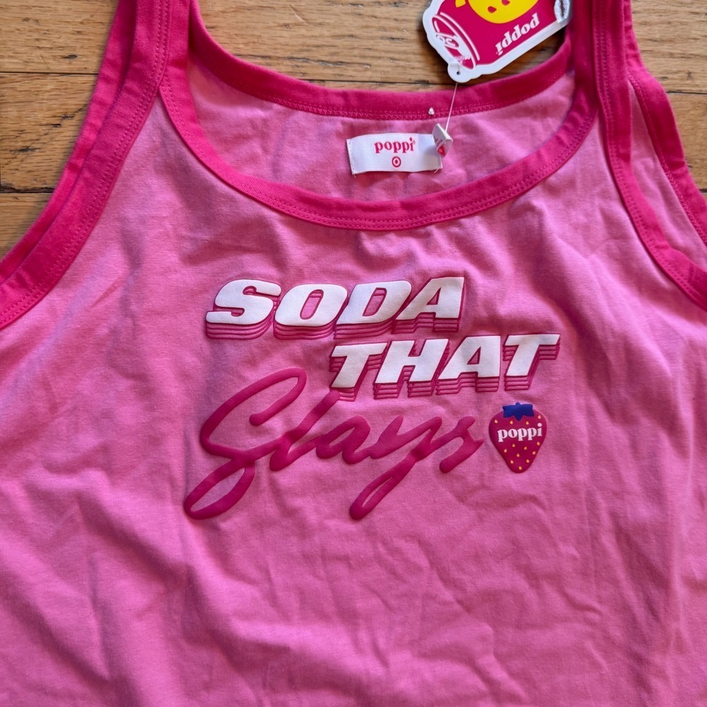 Poppi x Target Soda That Slays Pink Crop Tank Top XXL NWT Prebiotic Soda Merch